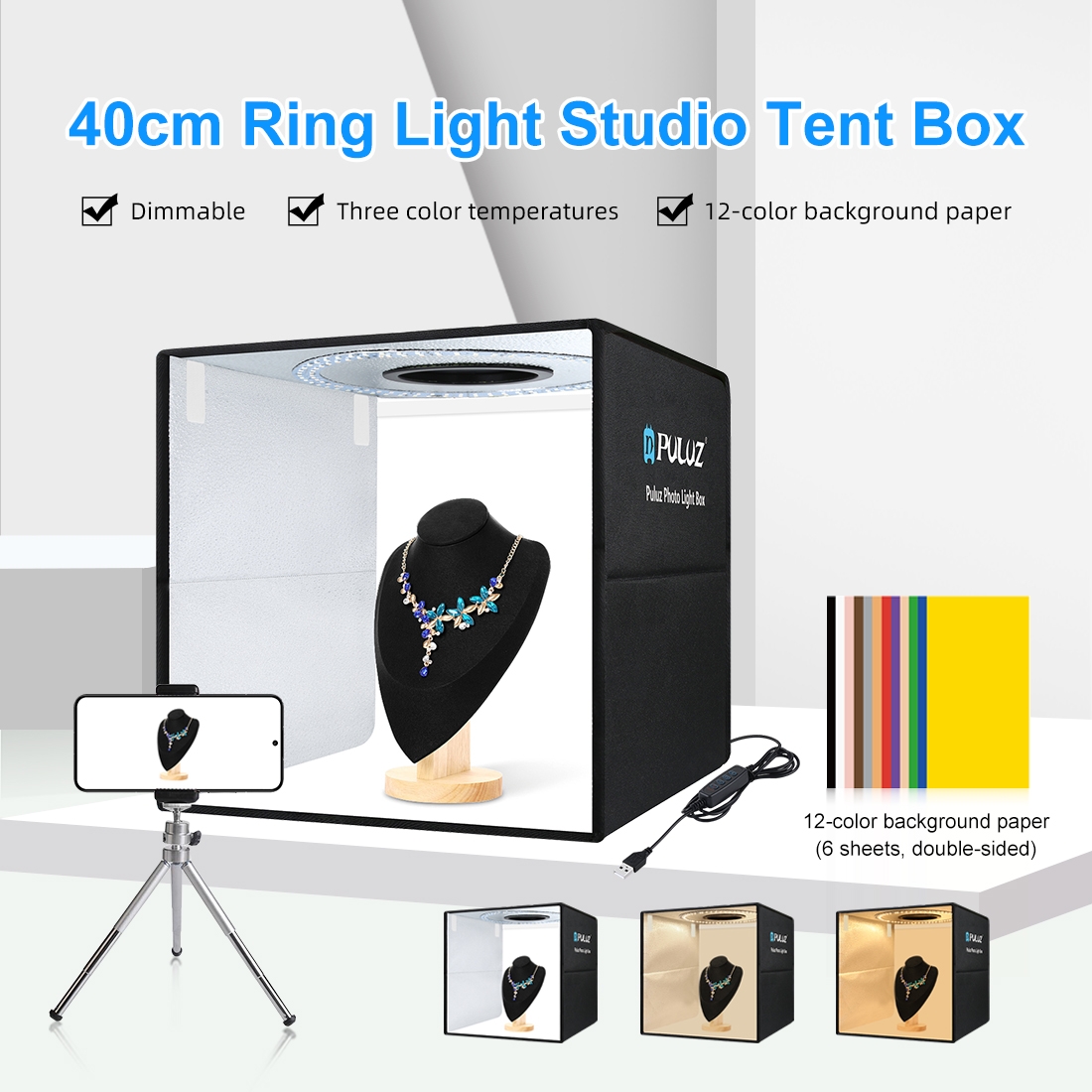 Photography Lighting Case - PULUZ 40cm anillo de luz portátil
