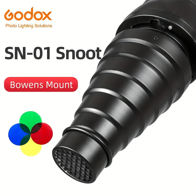 Snoot Flash Modifier - GODOX Snoot con Montura Bowens, Rejilla