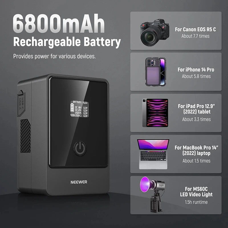 Neewer PS099E V montaje baterí - V Mount Battery reseña y precio