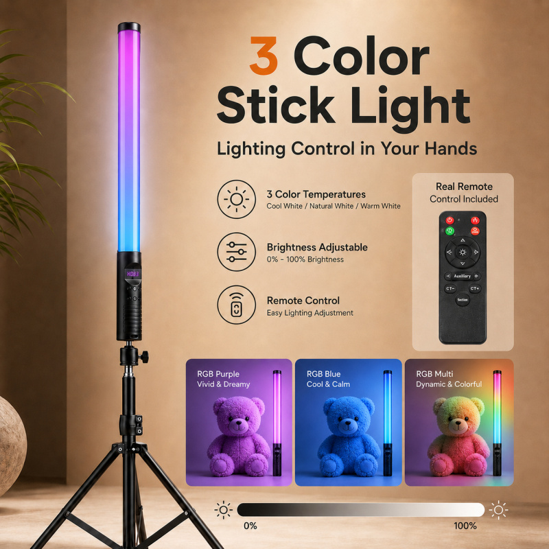 Varita de Luz de Video RGB Por - Torjim Rgb Photography Video Lighting reseña y precio