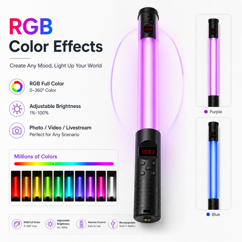 Varita de Luz de Video RGB Por - Torjim Rgb Photography Video Lighting reseña y precio