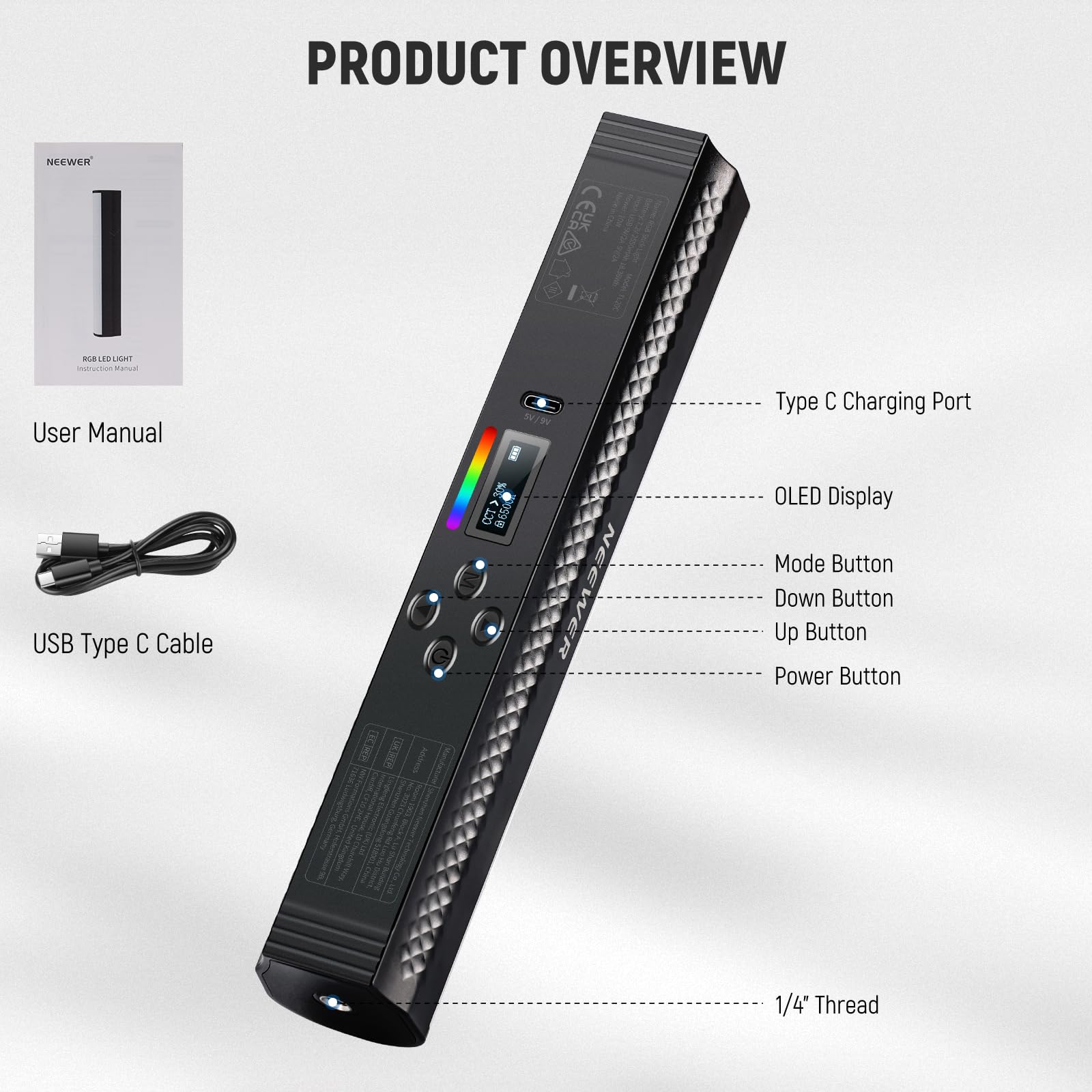 NEEWER-varita de luz RGB con C - Torjim Rgb Photography Video Lighting reseña y precio