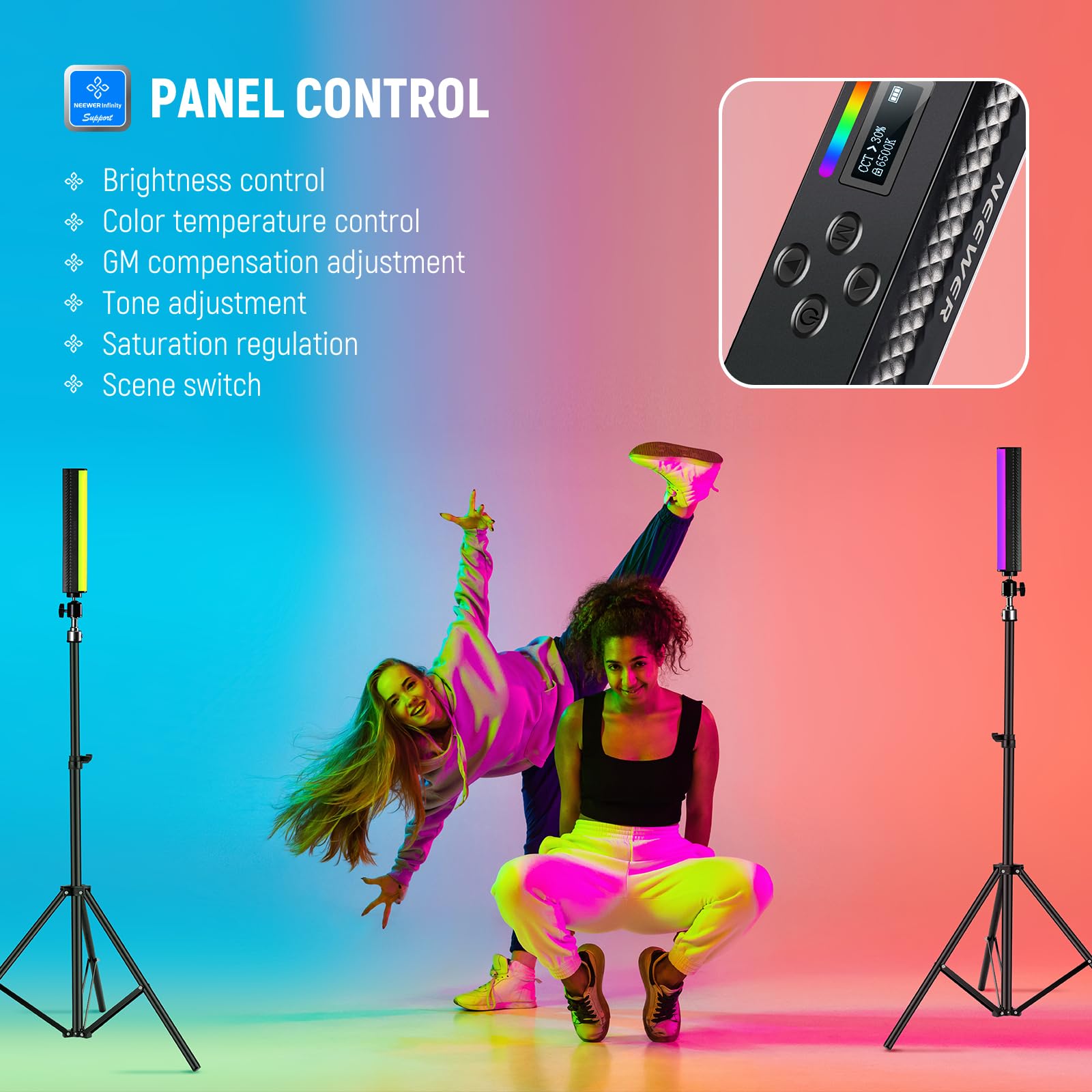 NEEWER-varita de luz RGB con C - Torjim Rgb Photography Video Lighting reseña y precio