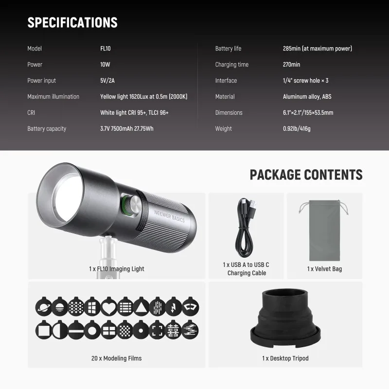 Linterna de fotografía RGB BAS - Photography Lighting Basics reseña y precio